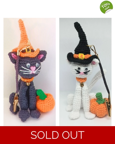 Handmade Halloween Black Cat or White Cat